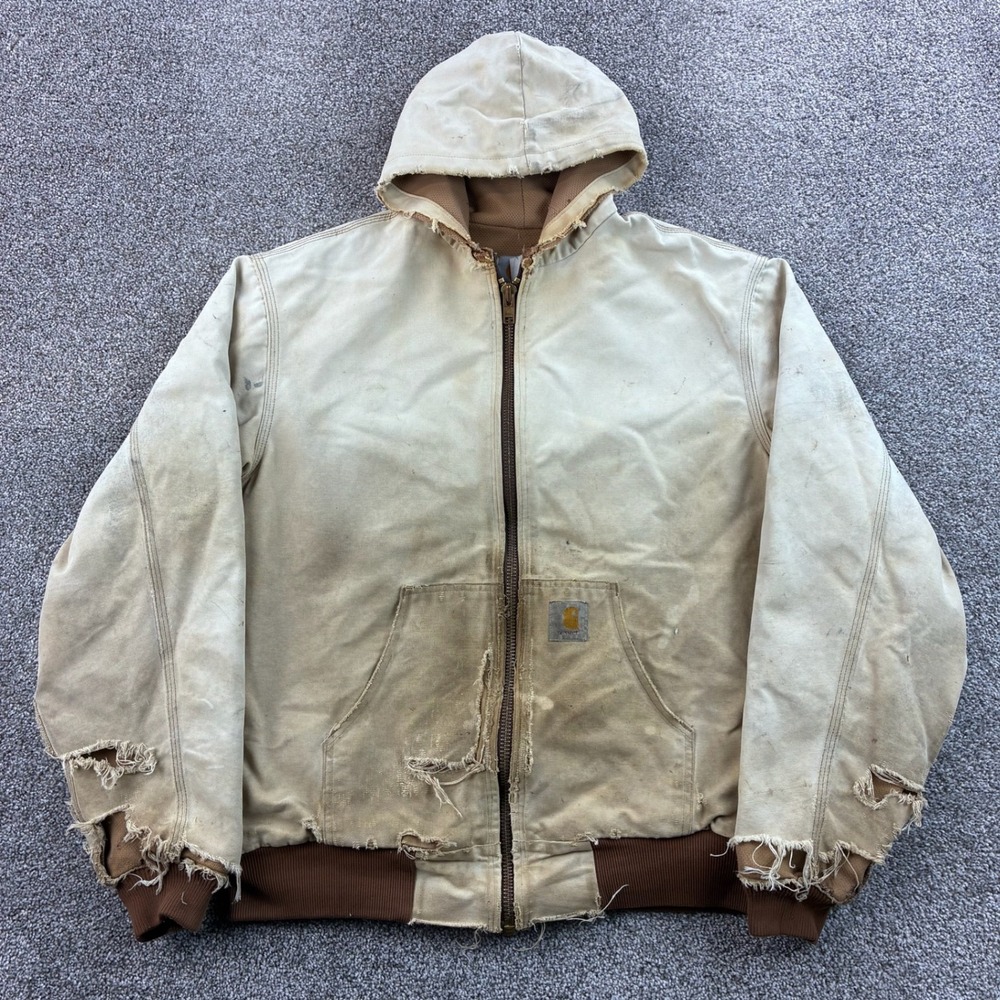Vintage Carhartt Active Jacket Mens XL Tall Cotton Duck Thermal Lined J131 BRN